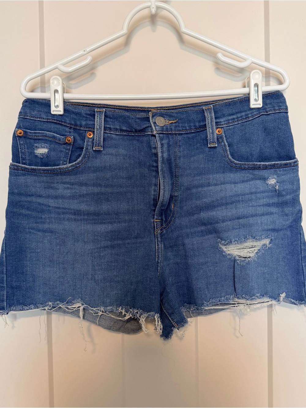 Levi's Blue Distressed Cutoff Jean Shorts